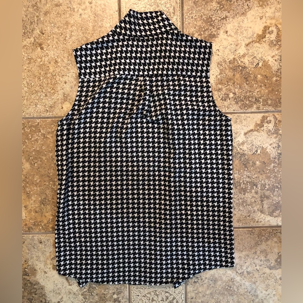 Kasper Black and White Houndstooth Women's Tie Top - Picture 4 of 8